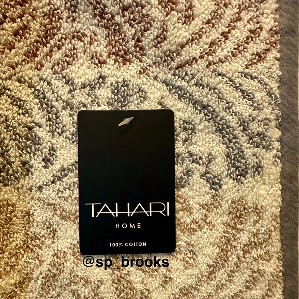 🎁8PC Tahari Bath Towel Set - Multi Decorative Cotton Towels - COCOA/CHAL